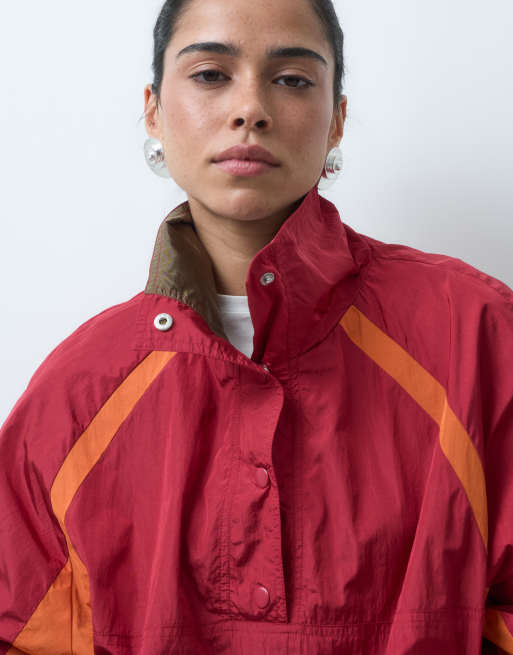 ASOS DESIGN colour block track jacket in red, 2 of 4