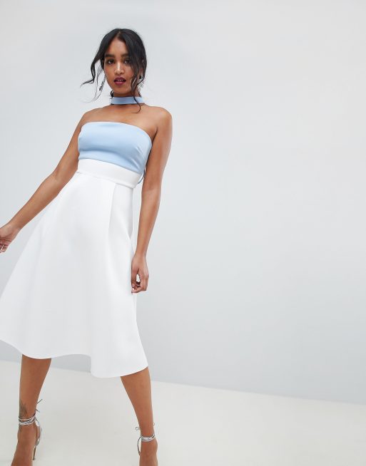 Asos design bandeau crop top prom midi outlet dress