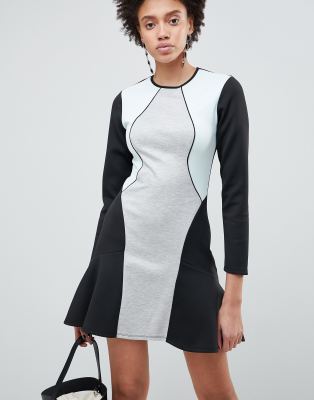 ASOS DESIGN Colourblock Pephem Shift Dress-Multi