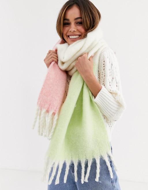 ASOS DESIGN colourblock scarf in winter pastels