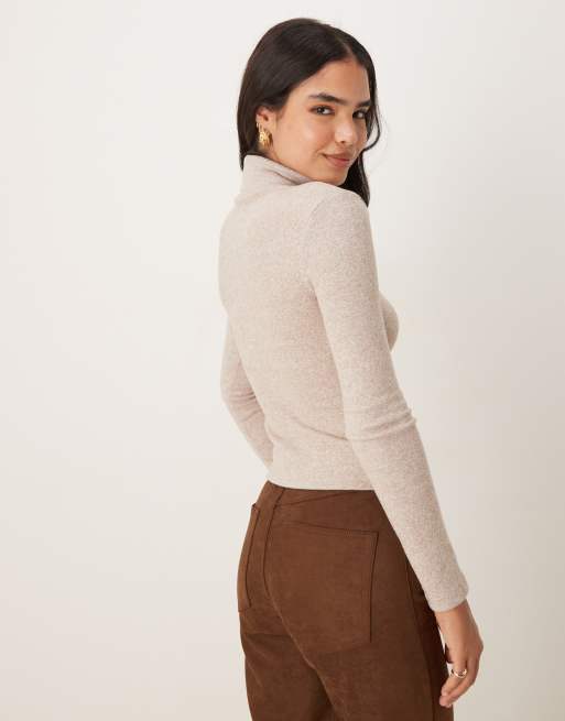 ASOS DESIGN - Coltrui van zachte katoen met naden in gemêleerd lichtbeige, 4 van 4
