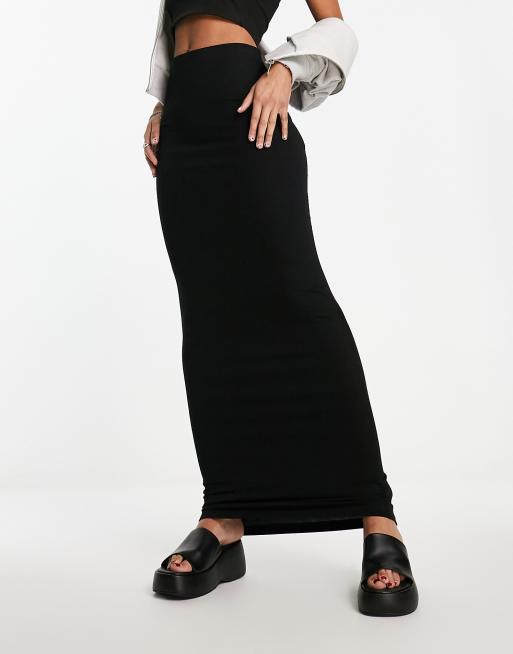 ASOS DESIGN sheer mesh asymmetric maxi skirt in black