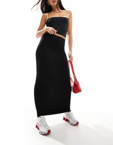 Buy BLACK IRREGULAR MESH MAXI SKIRT for Women Online in India