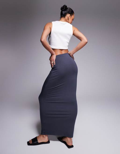 ASOS DESIGN column maxi skirt in charcoal