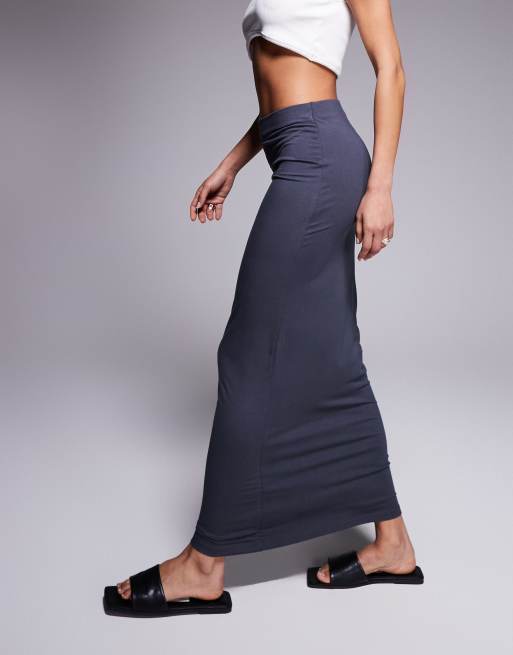 ASOS DESIGN column maxi skirt in charcoal