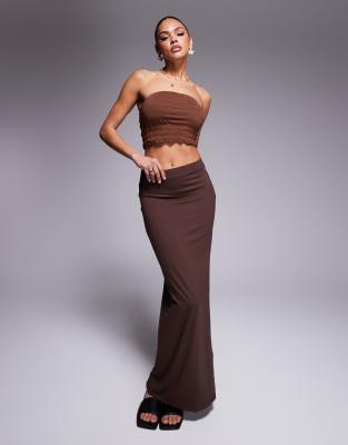 Asos Design Column Maxi Skirt In Brown