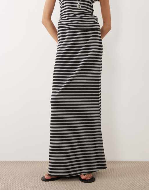 ASOS DESIGN column maxi skirt in grey and black stripe (part of a set), 2 of 5