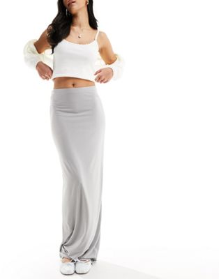 ASOS DESIGN column maxi skirt in light grey | ASOS