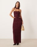 [ASOS DESIGN] ASOS DESIGN column maxi skirt in wine burnout (Part of a set)-Red 8 Wine