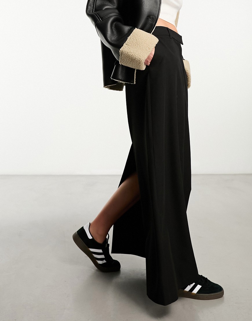 Asos Design Column Maxi Skirt With Split In Black
