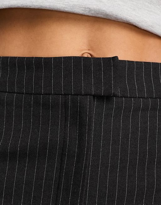 ASOS DESIGN column maxi skirt with split in charcoal stripe