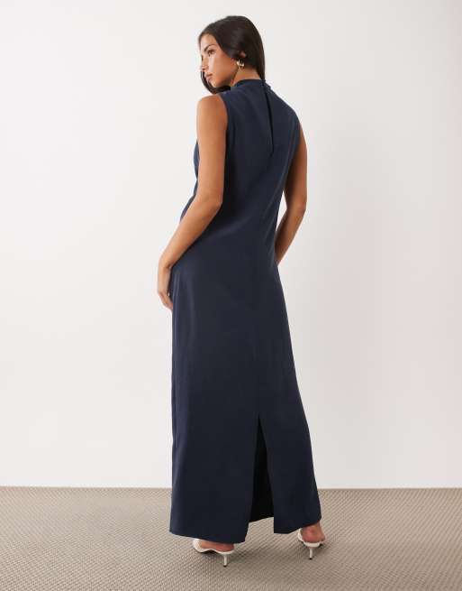 ASOS DESIGN Column-Maxikleid mit lockerer Hüfte in Marineblau, 4 von 4