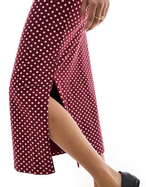 Polka dot skirt burgundy sales