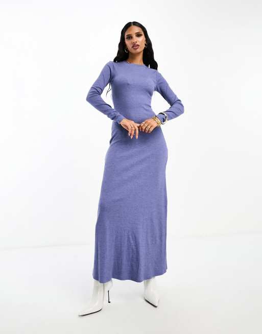 Crew neck maxi dress best sale with sleeves