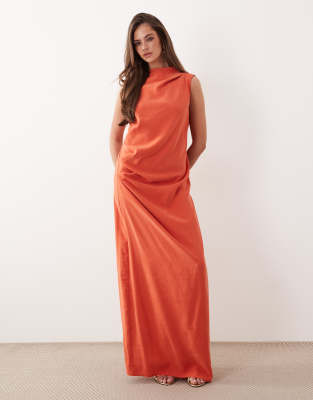 Asos Design Column Slouchy Hip Maxi Dress In Multi