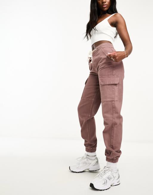 ASOS DESIGN Tall washed moto cargo pants with 3D pockets in brown