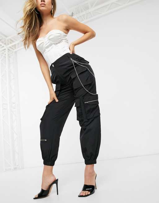 ASOS DESIGN combat jogger with pockets and chain detail