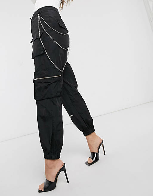 ASOS DESIGN combat jogger with pockets and chain detail