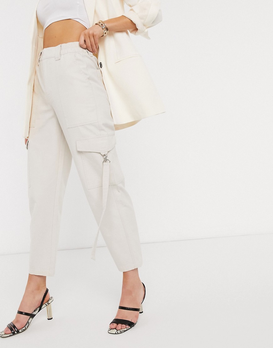 ASOS DESIGN combat trouser with pocket detail in stone-Beige
