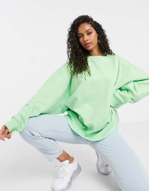 ASOS DESIGN - Combi-set, superoversized cocoon sweatshirt met inzetstukken in appelgroen