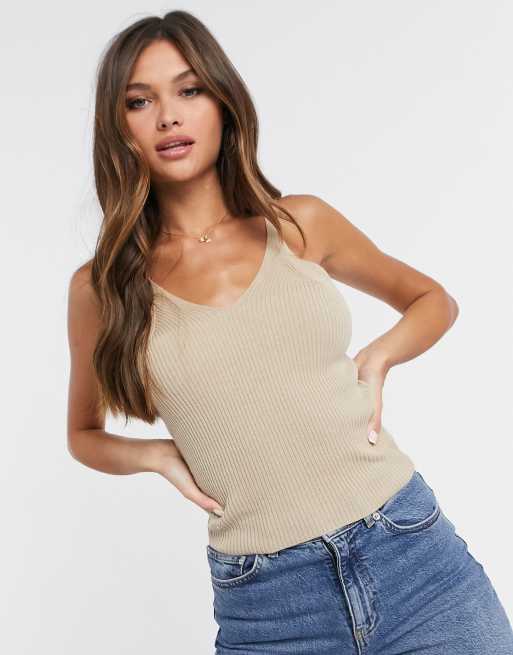 ASOS DESIGN - Combi-set van camitop en vest met geknoopte voorkant in crèmekleur, 2 van 2