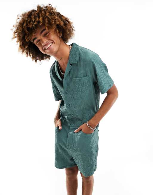 ASOS DESIGN Combi short texturee Vert ASOS