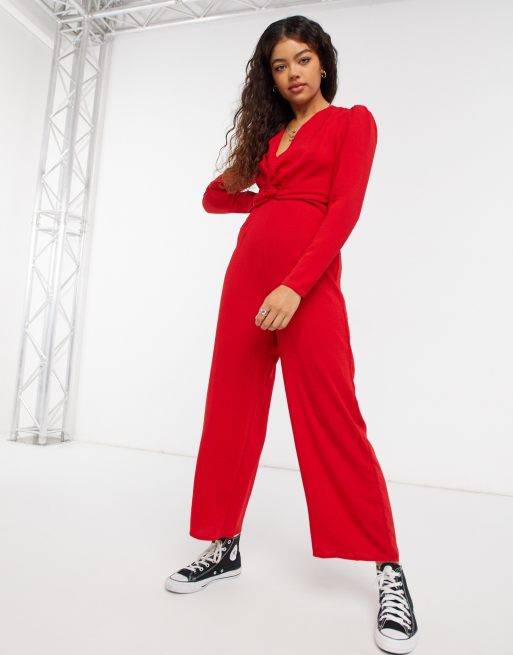 ASOS DESIGN - Combinaison à manches longues torsadée sur le devant