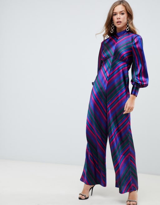 ASOS DESIGN - Combinaison à rayures et manches blousantes
