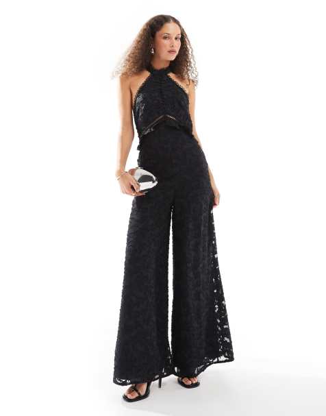 ASOS DESIGN - Combinaison ample en jacquard à dos nu - Noir - view 1