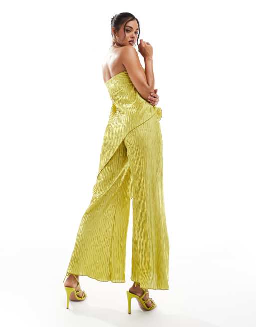 ASOS DESIGN - Combinaison ample plissée coupe bandeau - Citron vert, 4 de 4