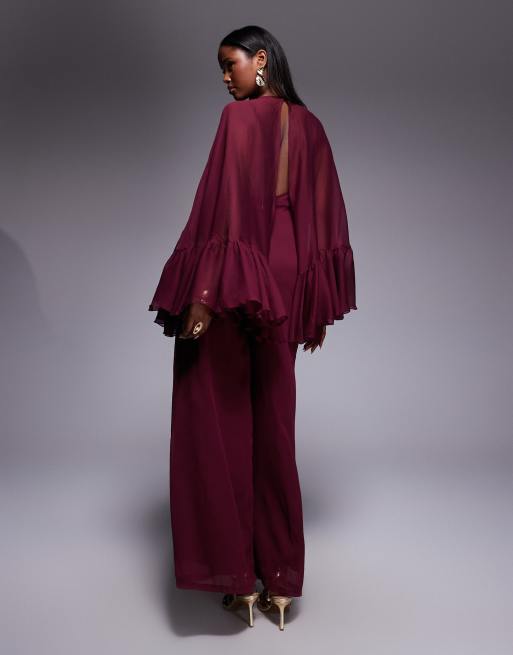 ASOS DESIGN - Combinaison avec cape oversize à volants - Baie, 3 de 4