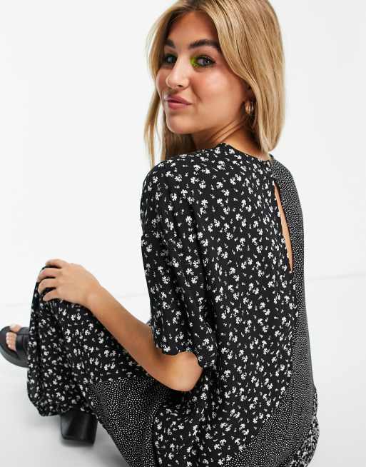 ASOS DESIGN - Combinaison babydoll à fleurs et pois mélangés , 3 de 4