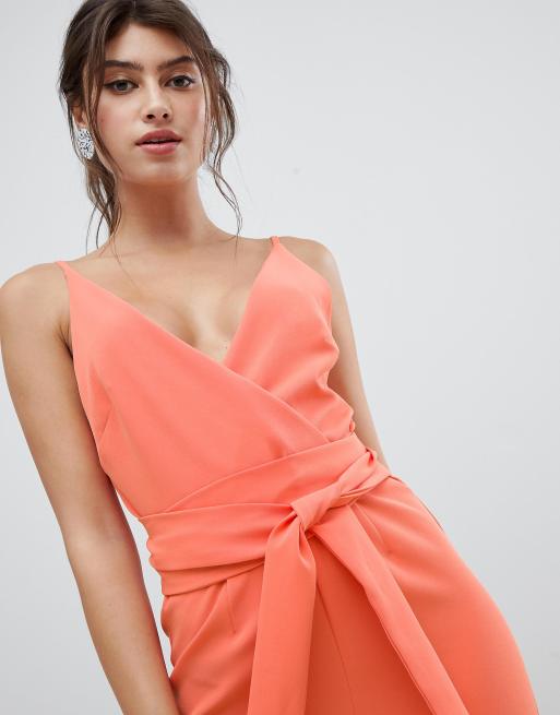 ASOS DESIGN - Combinaison cache-cœur avec pantalon carotte et ceinture à nouer, 3 de 4