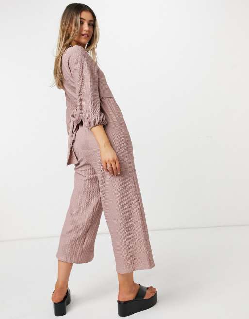ASOS DESIGN - Combinaison cache-cœur texturée - Taupe, 2 de 4