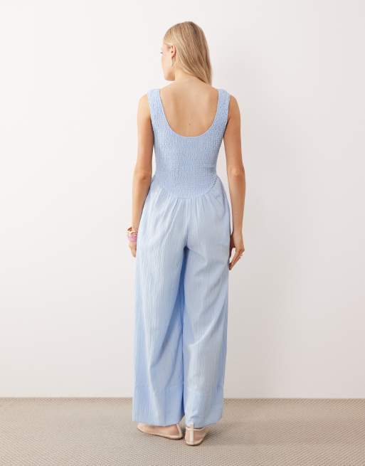 ASOS DESIGN - Combinaison effet froissé à encolure dégagée - Bleu pâle, 2 de 4