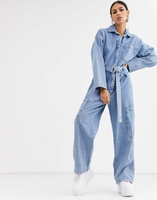 ASOS DESIGN Combinaison en jean oversize Bleu d lav clair