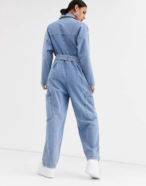 ASOS DESIGN Combinaison en jean oversize Bleu d lav clair