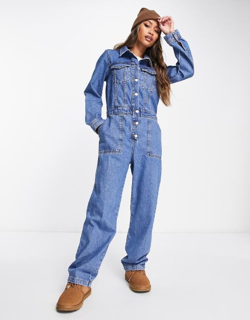 ASOS DESIGN Combinaison en jean style bleu de travail Bleu moyen