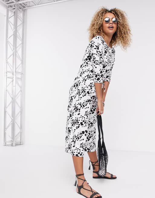 ASOS DESIGN - Combinaison en jersey flammé avec liens à la taille - Imprimé animal monochrome