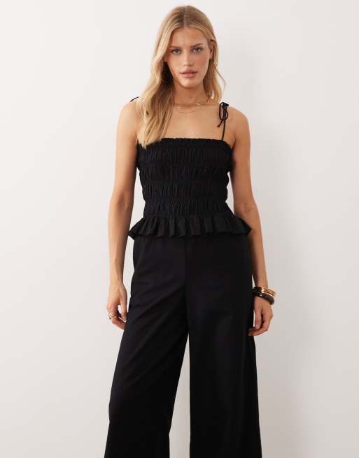 ASOS DESIGN - Combinaison froncée à basque - Noir, 3 de 4