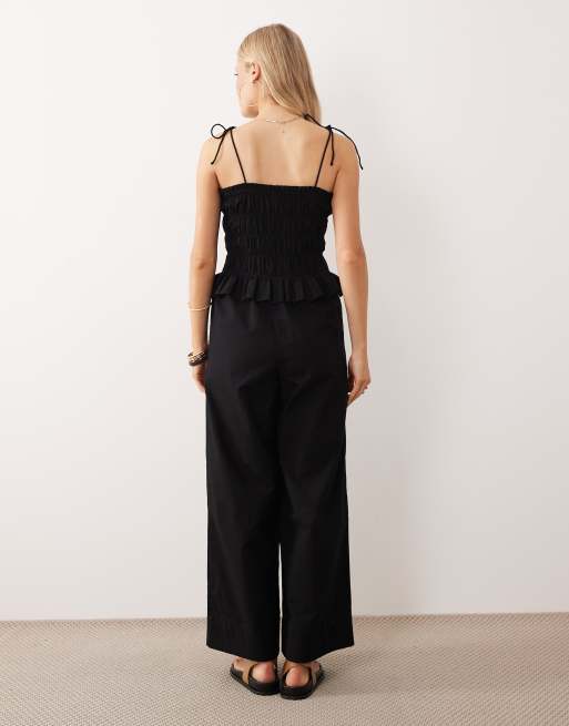 ASOS DESIGN - Combinaison froncée à basque - Noir, 4 de 4