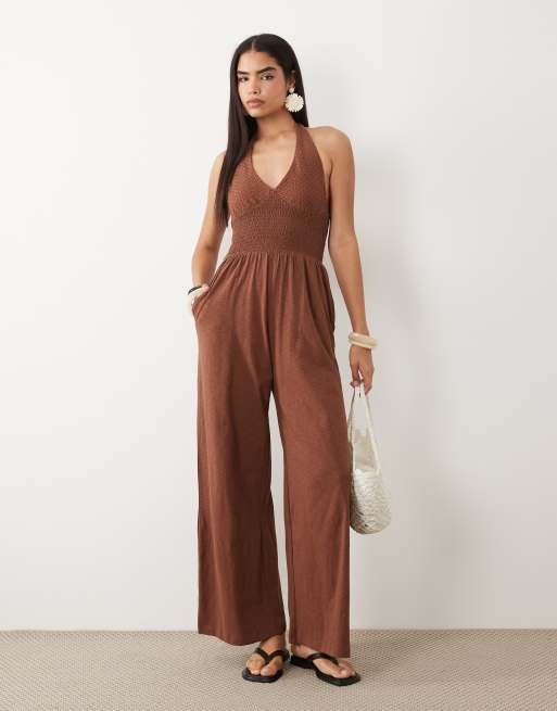 ASOS DESIGN - Combinaison froncée au crochet - Marron, 4 de 4