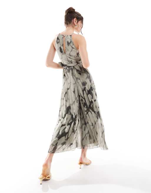 ASOS DESIGN - Combinaison jupe-culotte plissée avec ceinture - Noir et blanc imprimé, 2 de 4