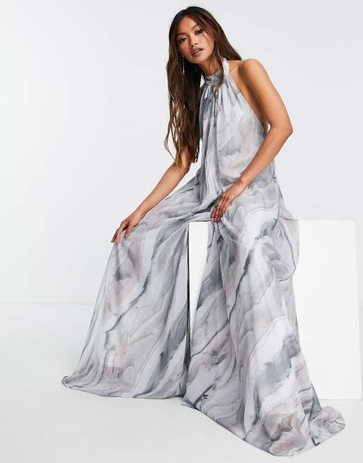 ASOS DESIGN - Combinaison large à dos nu et imprimé marbré