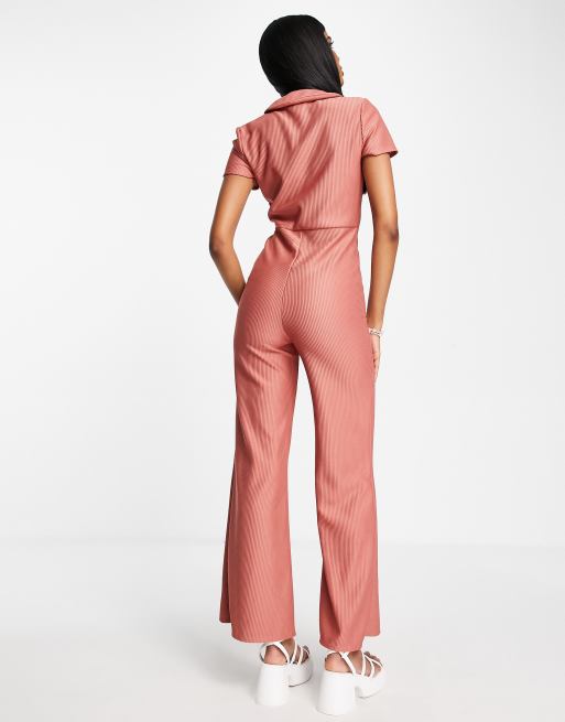ASOS DESIGN - Combinaison style années 70 zippée sur le devant - Rose sombre, 2 de 4