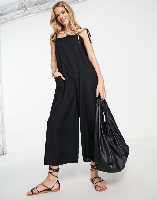 ASOS DESIGN - Combinaison style caraco minimaliste avec poche - Noir