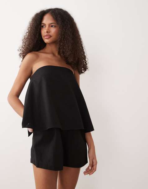 ASOS DESIGN - Combishort bandeau double épaisseur - Noir - view 1