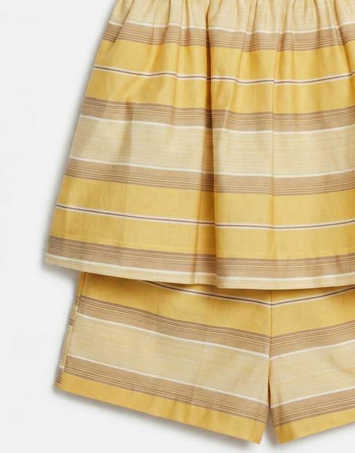 ASOS DESIGN - Combishort caraco smocké à rayures - Jaune, 7 de 7