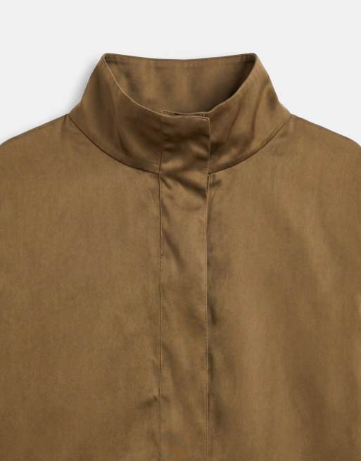 ASOS DESIGN - Combishort en satin à col cheminée - Kaki, 7 de 7