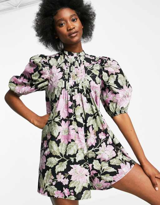 ASOS DESIGN - Combishort smocké en popeline à imprimé floral vintage